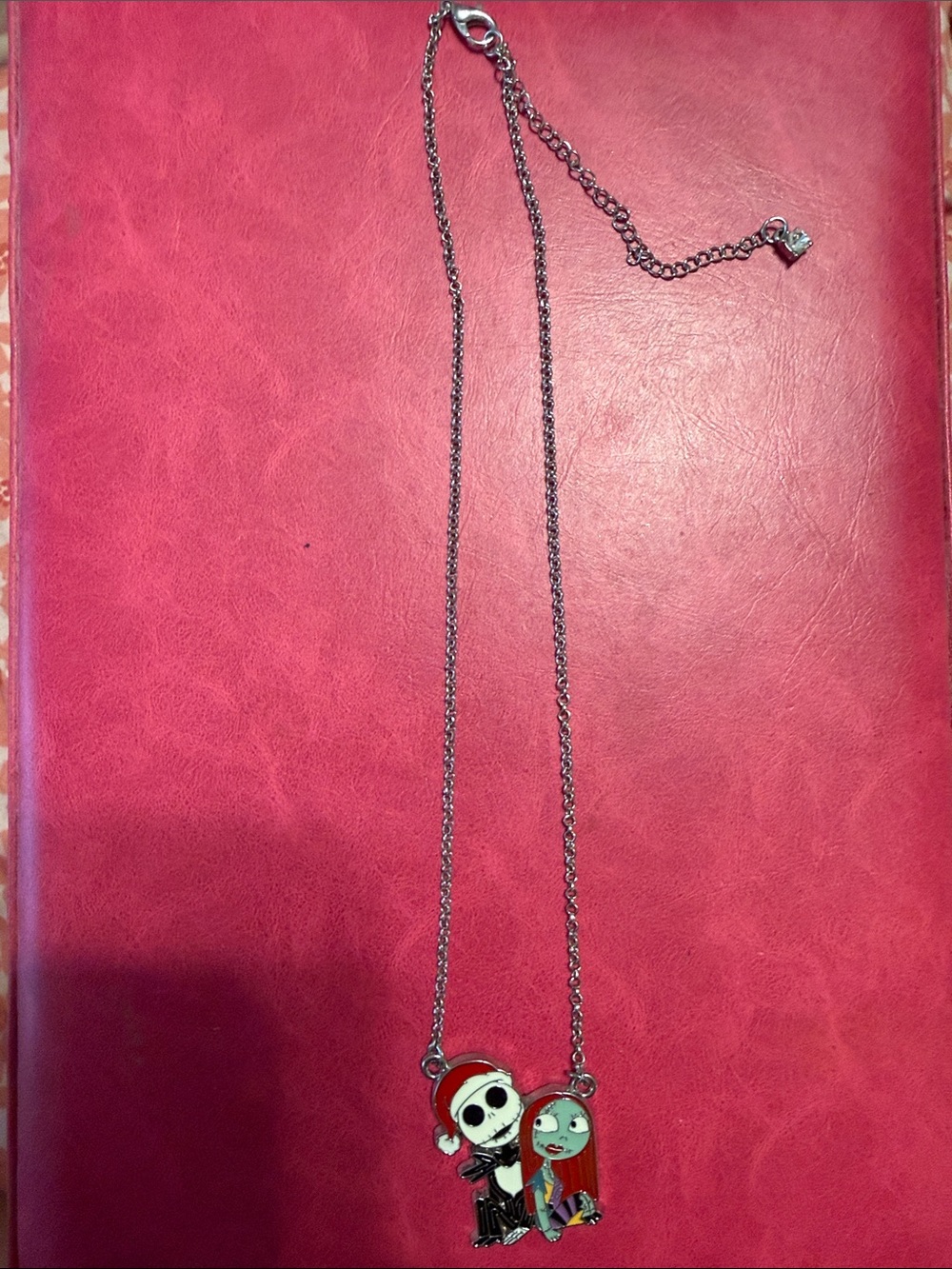 Disney Jack Skellington & Sally Pendant Necklace - Silver, Red, Teal